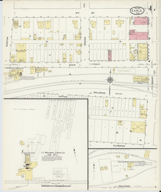 Sanborn Fire Insurance Map from Earle, Crittenden County, Arkansas (1913), Sheet #0004 - Historic Sanborn Fire Insurance Map Print, vintage old map wall art, antique decor, genealogy gift, Arkansas Arkansas map