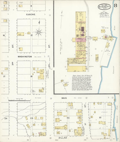 Sanborn Fire Insurance Map from Everett, Snohomish County, Washington (1892), Sheet #0008 - Complete Map Set gallery image, historic Sanborn map, vintage wall art, Washington Washington