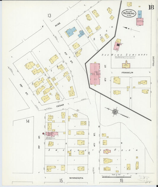 Sanborn Fire Insurance Map from Red Wing, Goodhue County, Minnesota (1910), Sheet #0018 - Historic Sanborn Fire Insurance Map Print, vintage old map wall art, antique decor, genealogy gift, Minnesota Minnesota map