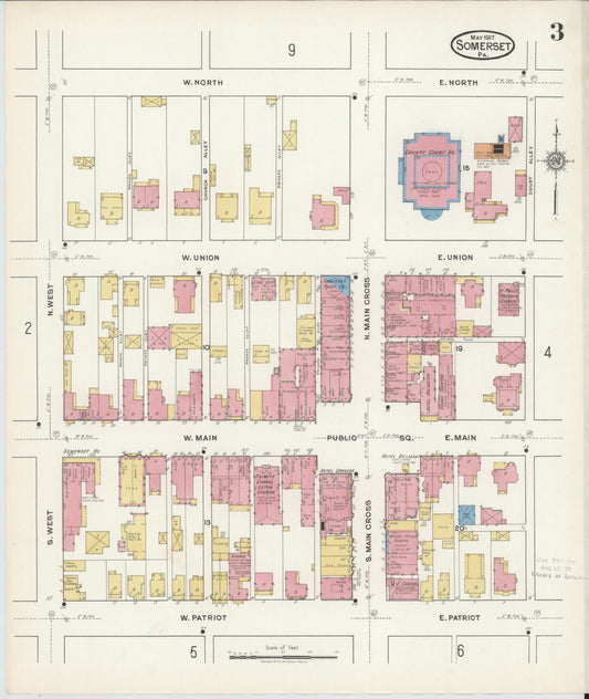 Sanborn Fire Insurance Map from Somerset, Somerset County, Pennsylvania (1917), Sheet #0003 - Historic Sanborn Fire Insurance Map Print, vintage old map wall art, antique decor, genealogy gift, Pennsylvania Pennsylvania map