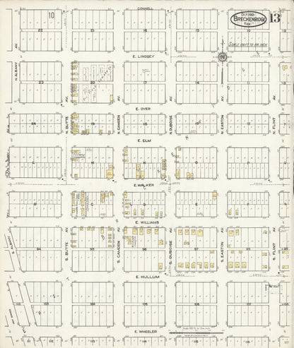 Sanborn Fire Insurance Map from Breckenridge, Stephens County, Texas (1921), Sheet #0013 - Historic Sanborn Fire Insurance Map Print, vintage old map wall art, antique decor, genealogy gift, Texas Texas map