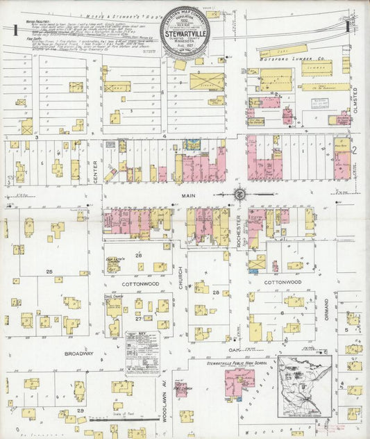 Sanborn Fire Insurance Map from Stewartville, Olmsted County, Minnesota. (1927) – Map View