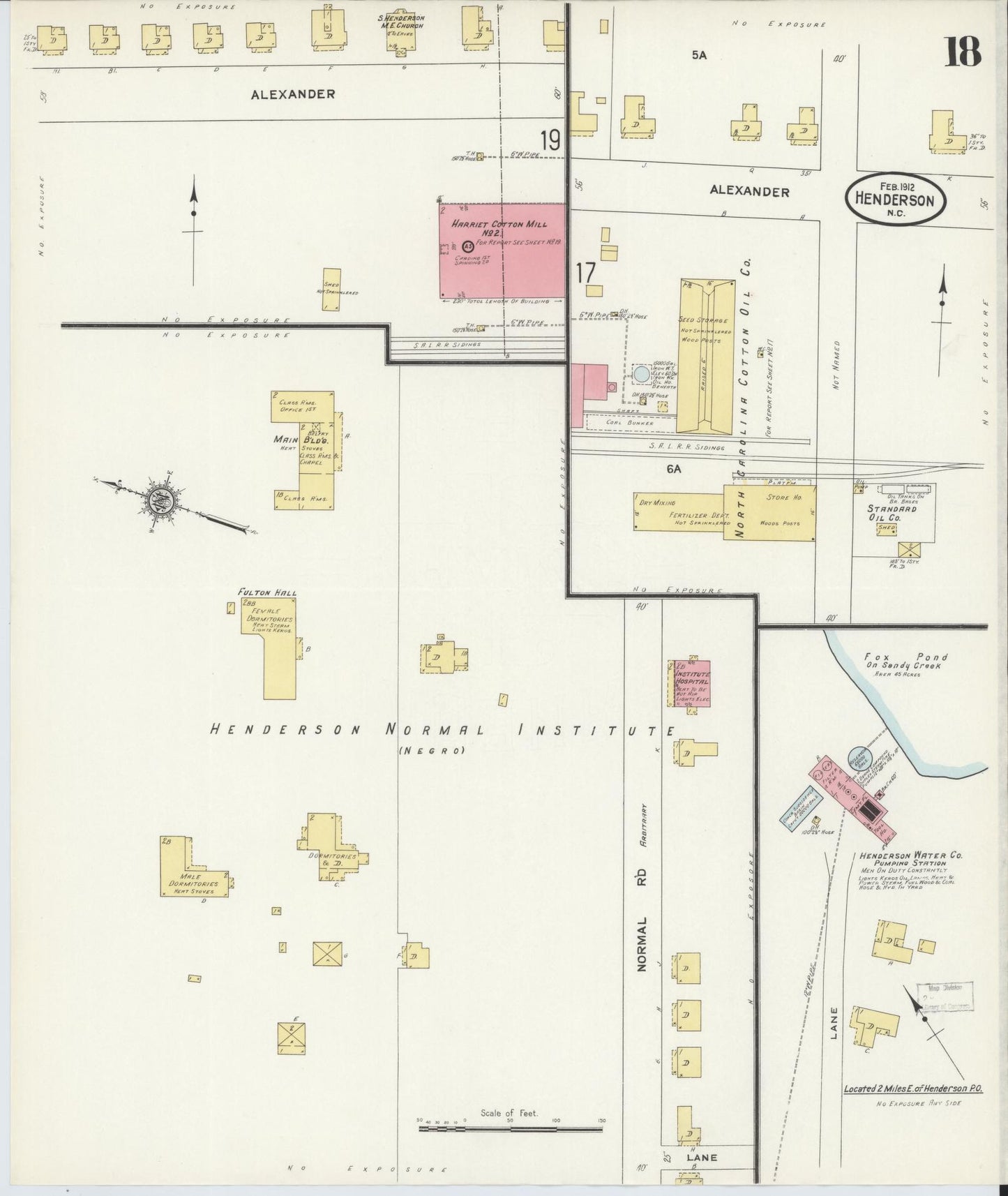 Sanborn Fire Insurance Map from Henderson, Vance County, North Carolina (1912), Sheet #0018 - Historic Sanborn Fire Insurance Map Print, vintage old map wall art, antique decor, genealogy gift, North Carolina North Carolina map