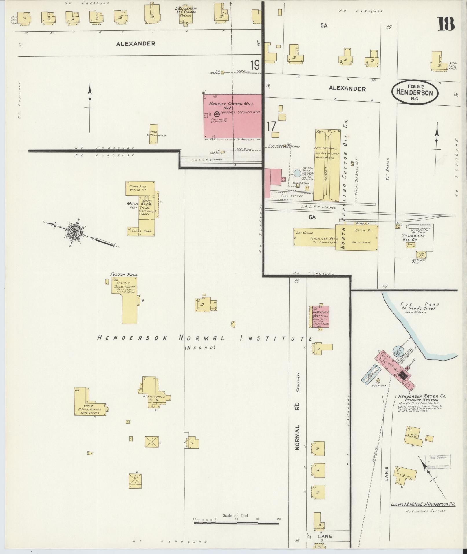 Sanborn Fire Insurance Map from Henderson, Vance County, North Carolina (1912), Sheet #0018 - Historic Sanborn Fire Insurance Map Print, vintage old map wall art, antique decor, genealogy gift, North Carolina North Carolina map