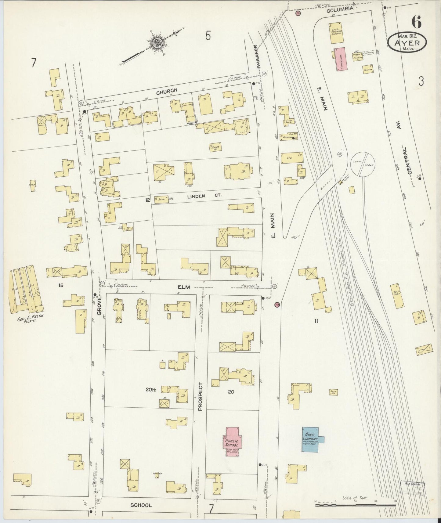 Sanborn Fire Insurance Map from Ayer, Middlesex County, Massachusetts (1912), Sheet #0006 - Complete Map Set gallery image, historic Sanborn map, vintage wall art, Massachusetts Massachusetts
