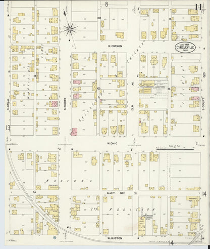 Sanborn Fire Insurance Map from Circleville, Pickaway County, Ohio (1907), Sheet #0011 - Historic Sanborn Fire Insurance Map Print, vintage old map wall art, antique decor, genealogy gift, Ohio Ohio map