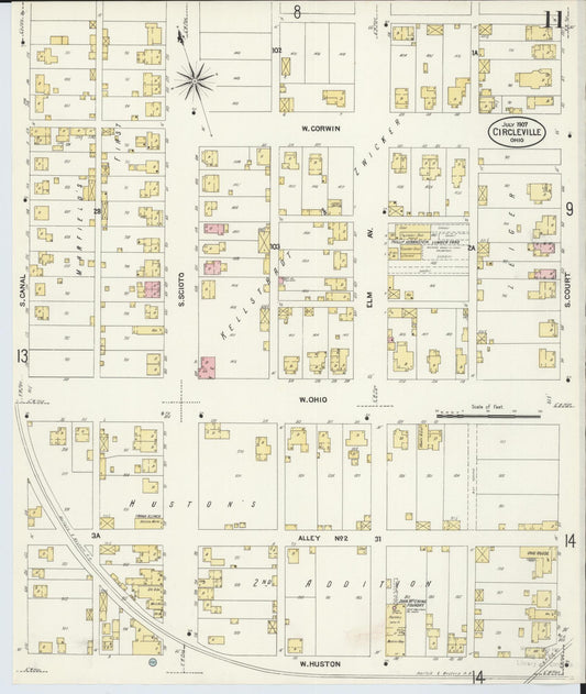 Sanborn Fire Insurance Map from Circleville, Pickaway County, Ohio (1907), Sheet #0011 - Historic Sanborn Fire Insurance Map Print, vintage old map wall art, antique decor, genealogy gift, Ohio Ohio map