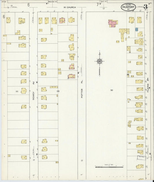 Sanborn Fire Insurance Map from Fairport, Monroe County, New York (1915), Sheet #0003 - Historic Sanborn Fire Insurance Map Print, vintage old map wall art, antique decor, genealogy gift, New York New York map