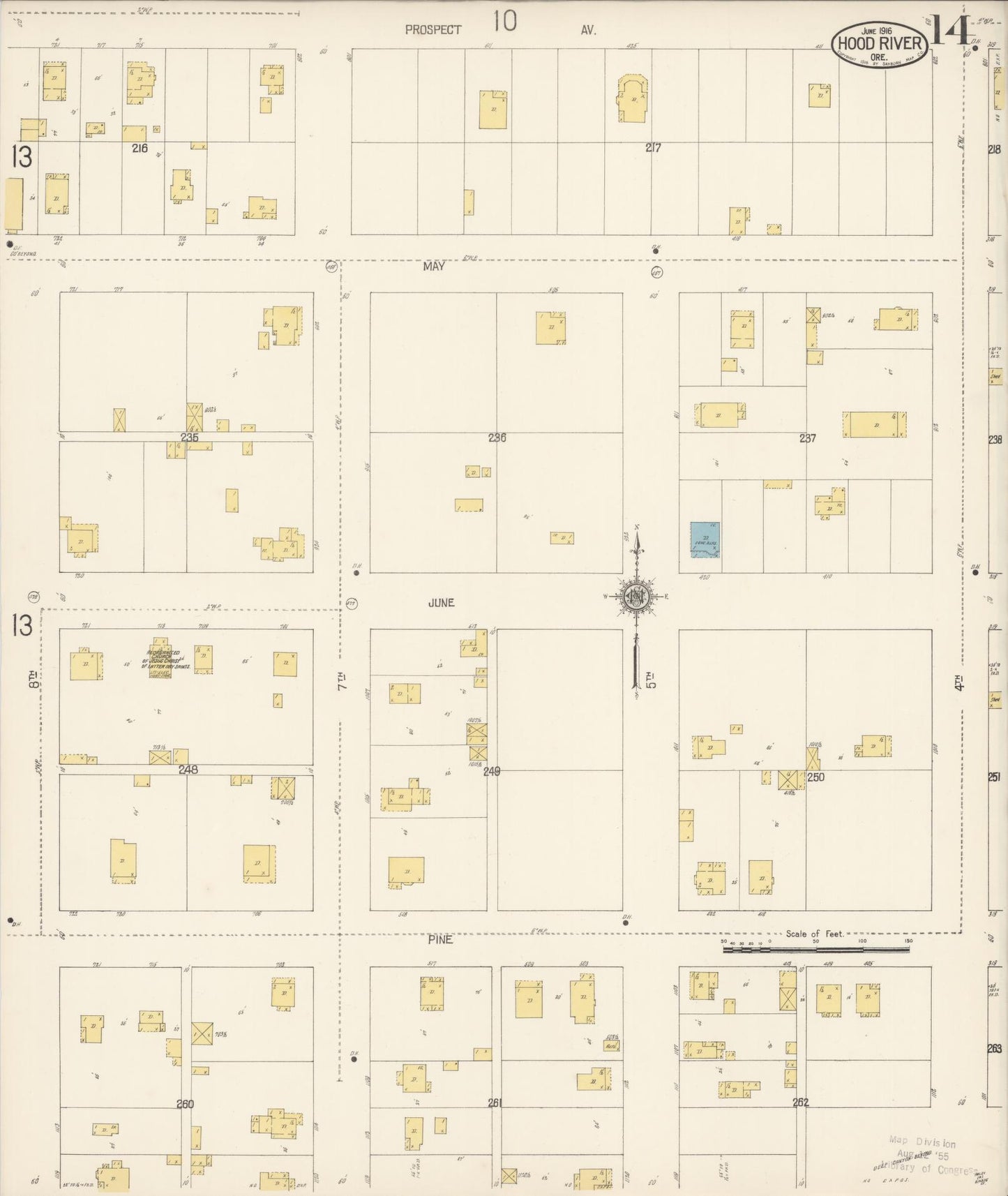 Sanborn Fire Insurance Map from Hood River, Hood River County, Oregon (1916), Sheet #0014 - Historic Sanborn Fire Insurance Map Print, vintage old map wall art, antique decor, genealogy gift, Oregon Oregon map