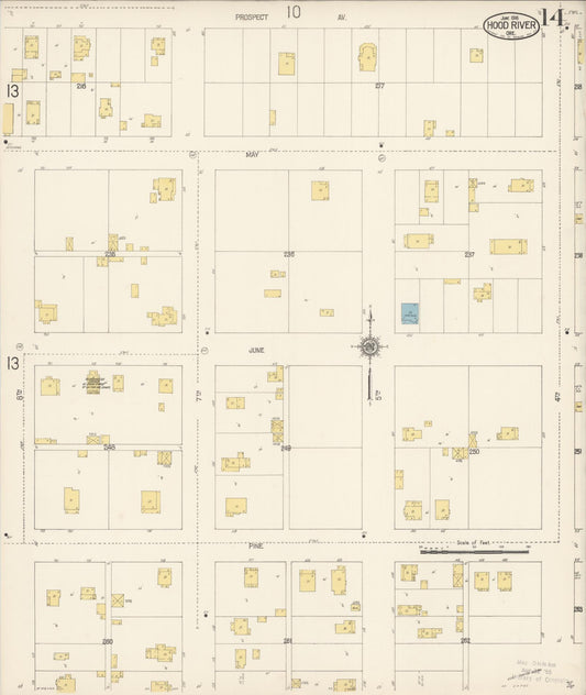 Sanborn Fire Insurance Map from Hood River, Hood River County, Oregon (1916), Sheet #0014 - Historic Sanborn Fire Insurance Map Print, vintage old map wall art, antique decor, genealogy gift, Oregon Oregon map