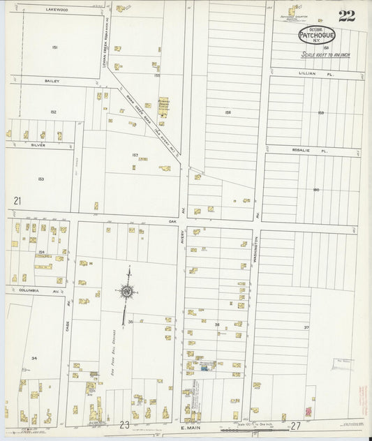 Sanborn Fire Insurance Map from Patchogue, Suffolk County, New York (1916), Sheet #0022 - Historic Sanborn Fire Insurance Map Print, vintage old map wall art, antique decor, genealogy gift, New York New York map