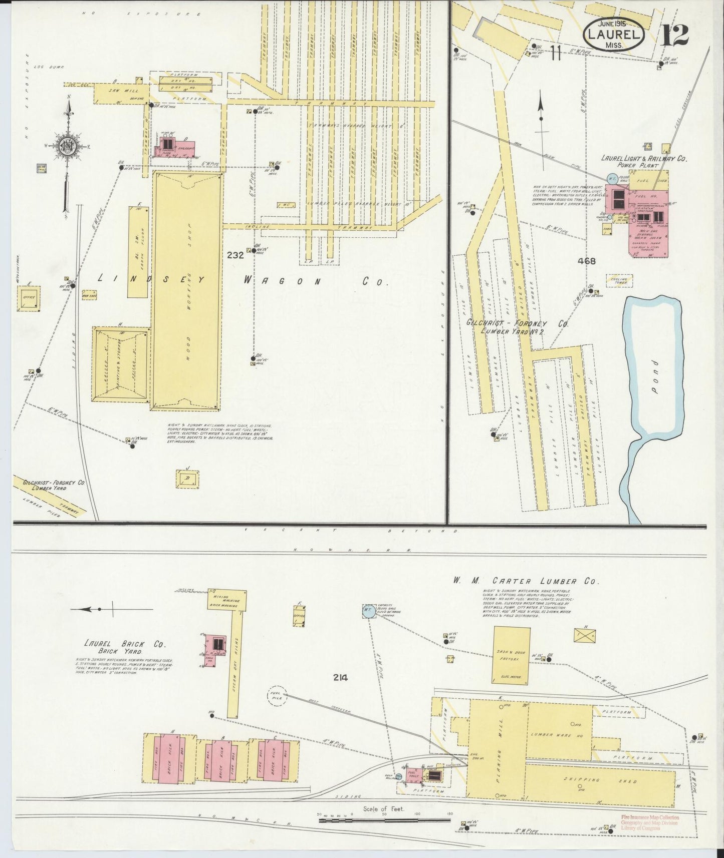 Sanborn Fire Insurance Map from Laurel, Jones County, Mississippi (1915), Sheet #0012 - Complete Map Set gallery image, historic Sanborn map, vintage wall art, Mississippi Mississippi