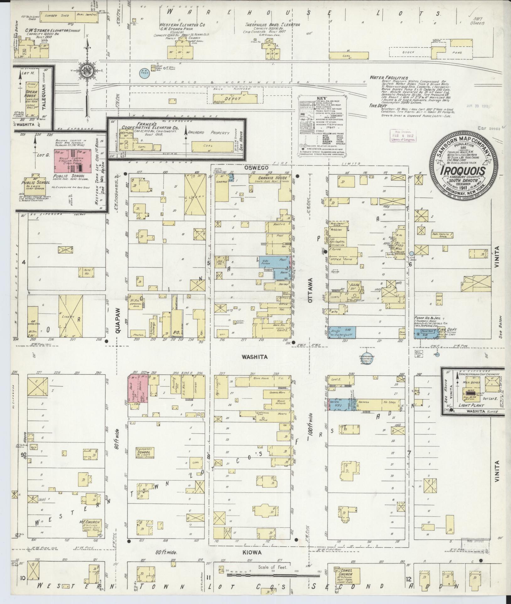 Sanborn Fire Insurance Map from Iroquois, Kingsbury County, South Dakota. (1911) – Historic Sanborn Fire Insurance Map Print