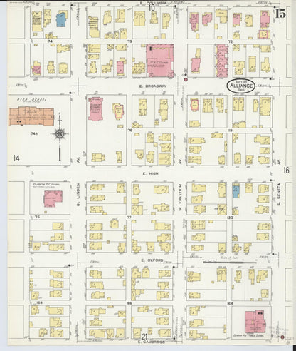 Sanborn Fire Insurance Map from Alliance, Stark County, Ohio (1911), Sheet #0015 - Complete Map Set gallery image, historic Sanborn map, vintage wall art, Ohio Ohio