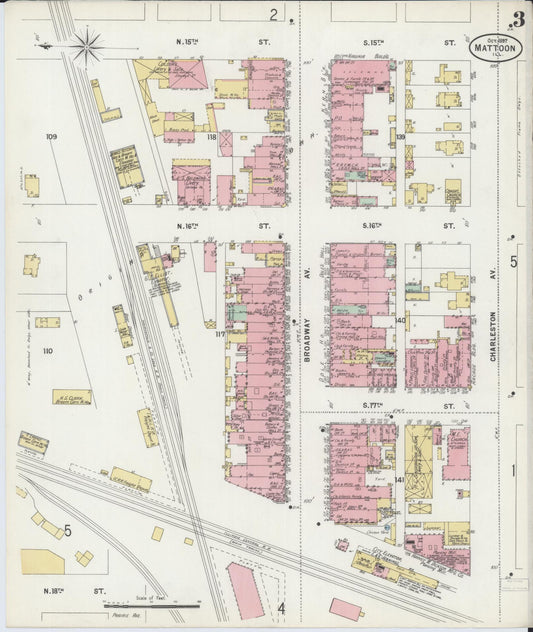 Sanborn Fire Insurance Map from Mattoon, Coles County, Illinois (1897), Sheet #0003 - Historic Sanborn Fire Insurance Map Print, vintage old map wall art, antique decor, genealogy gift, Illinois Illinois map