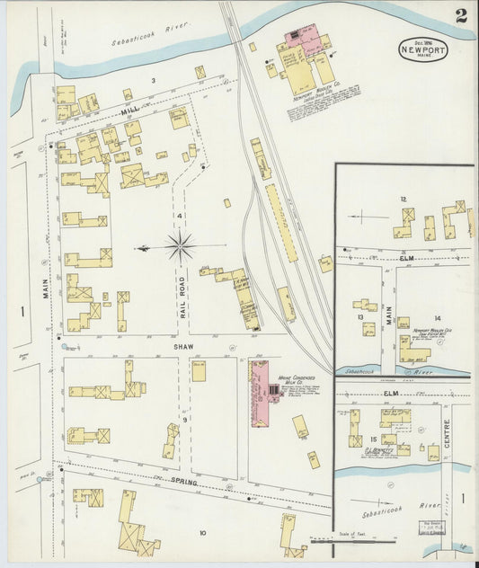 Sanborn Fire Insurance Map from Newport, Penobscot County, Maine (1896), Sheet #0002 - Historic Sanborn Fire Insurance Map Print, vintage old map wall art, antique decor, genealogy gift, Maine Maine map