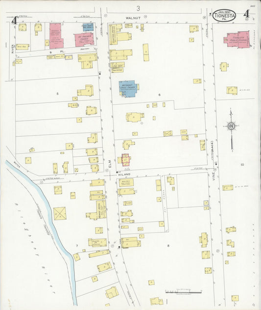 Sanborn Fire Insurance Map from Tionesta, Forest County, Pennsylvania (1930), Sheet #0004 - Historic Sanborn Fire Insurance Map Print, vintage old map wall art, antique decor, genealogy gift, Pennsylvania Pennsylvania map
