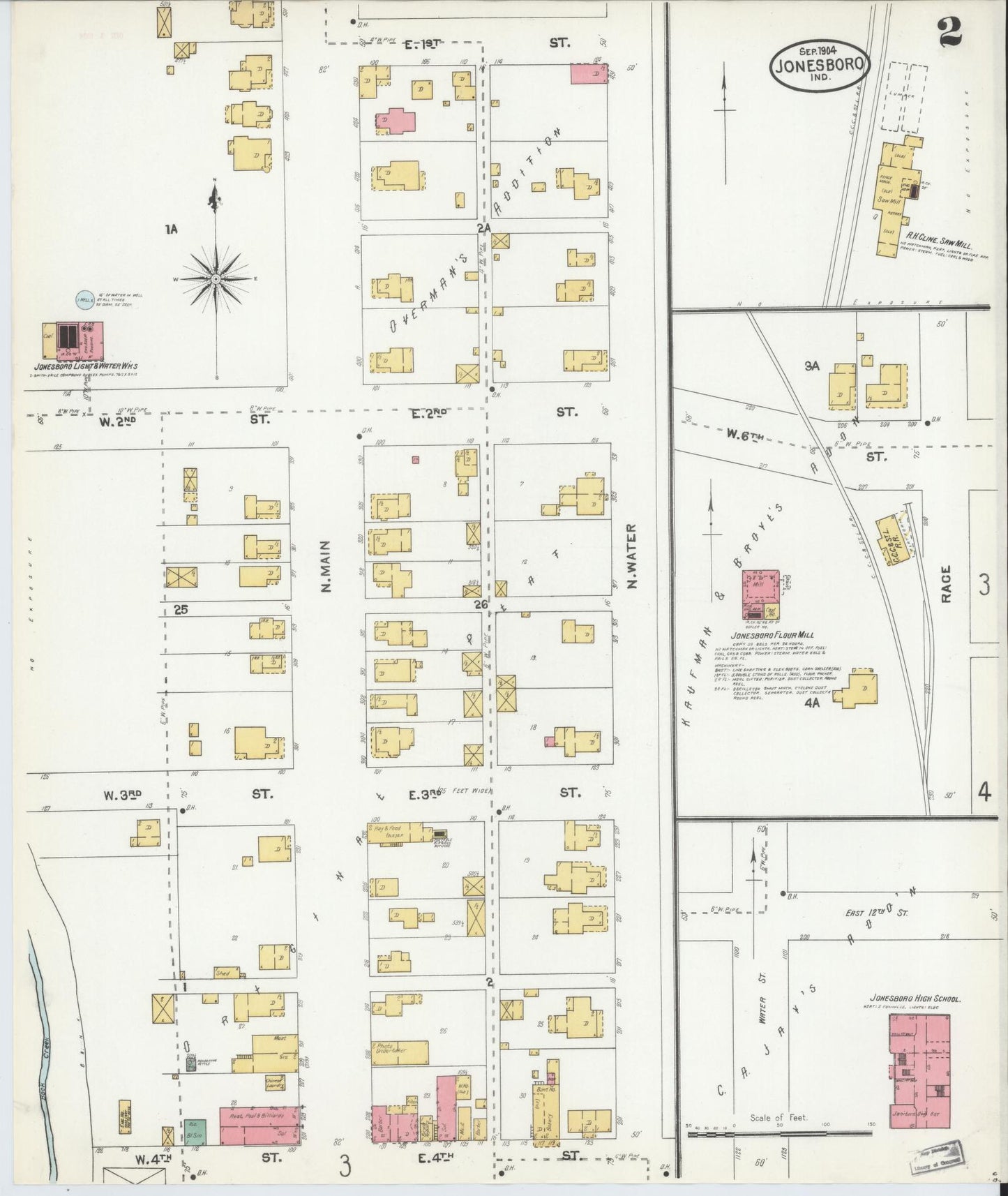 Sanborn Fire Insurance Map from Jonesboro, Grant County, Indiana (1904), Sheet #0002 - Complete Map Set gallery image, historic Sanborn map, vintage wall art, Indiana Indiana