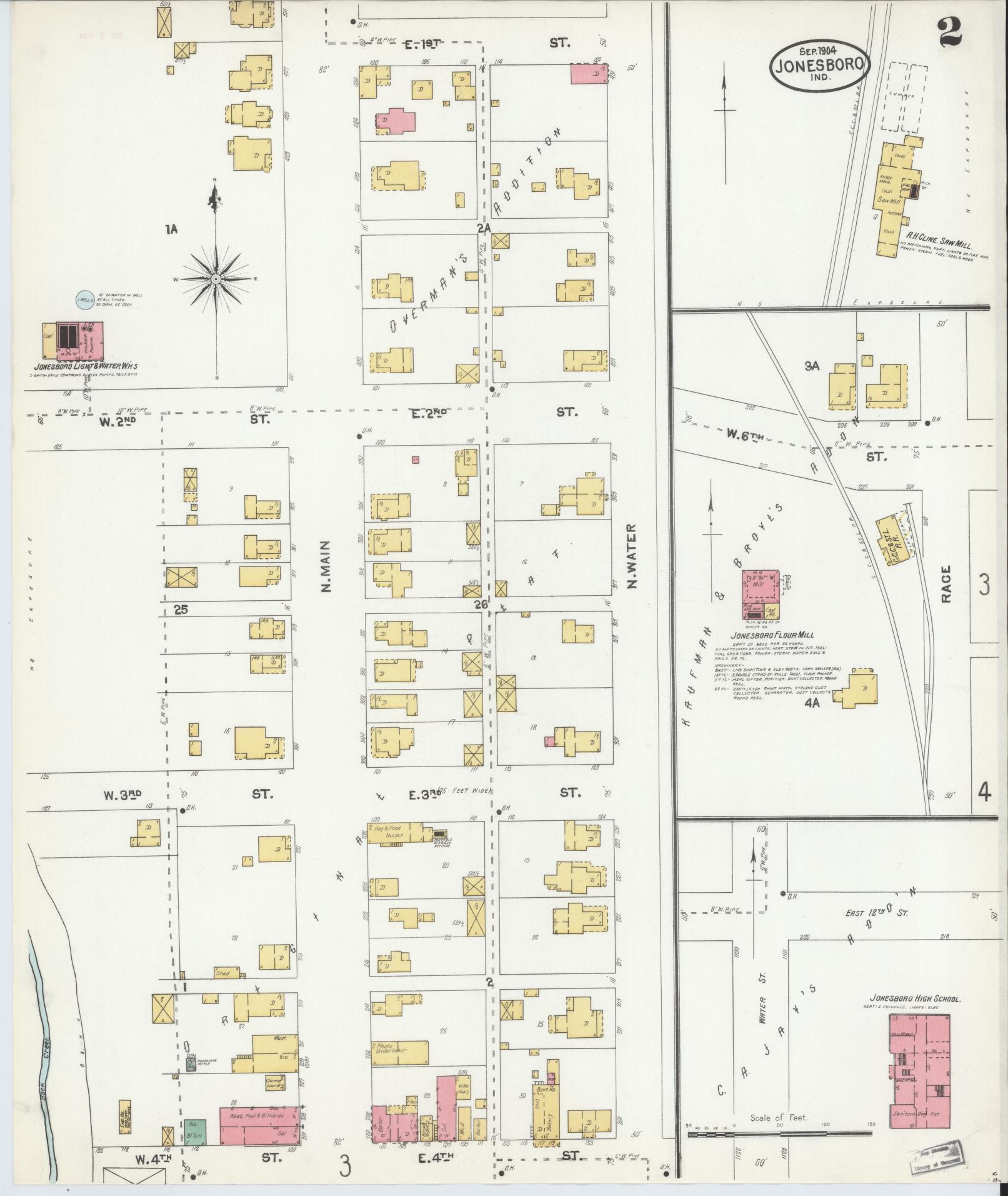 Sanborn Fire Insurance Map from Jonesboro, Grant County, Indiana (1904), Sheet #0002 - Complete Map Set gallery image, historic Sanborn map, vintage wall art, Indiana Indiana