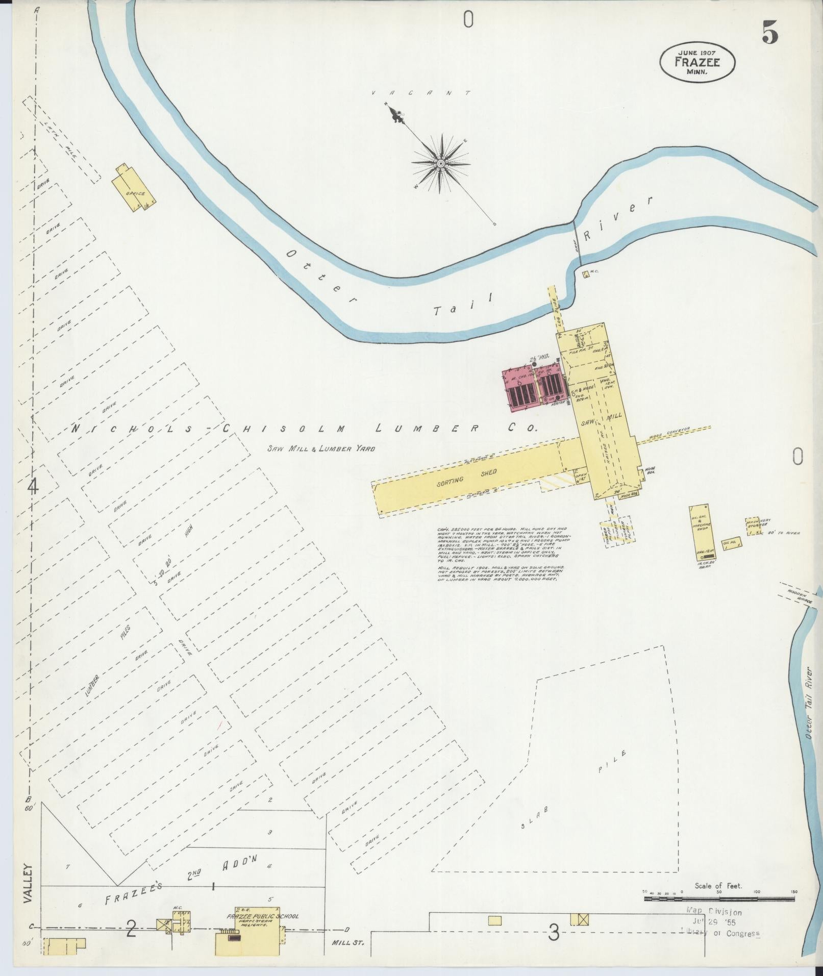 Sanborn Fire Insurance Map from Frazee, Becker County, Minnesota (1907), Sheet #0005 - Historic Sanborn Fire Insurance Map Print, vintage old map wall art, antique decor, genealogy gift, Minnesota Minnesota map