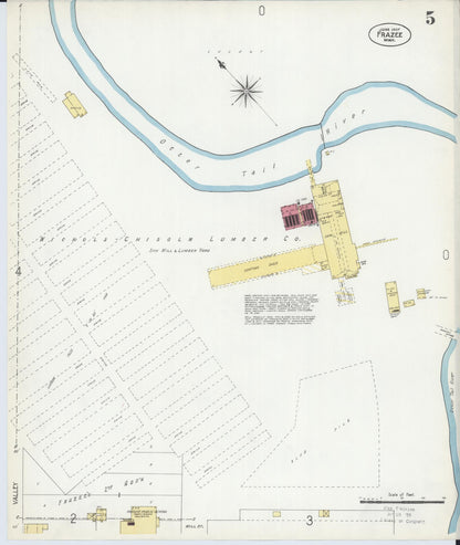 Sanborn Fire Insurance Map from Frazee, Becker County, Minnesota (1907), Sheet #0005 - Historic Sanborn Fire Insurance Map Print, vintage old map wall art, antique decor, genealogy gift, Minnesota Minnesota map