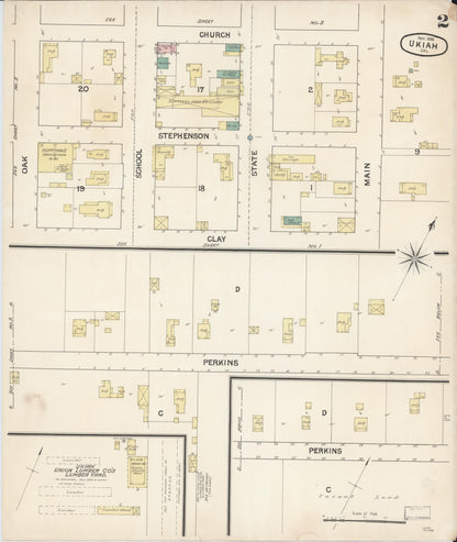 Sanborn Fire Insurance Map from Ukiah, Mendocino County, California (1888), Sheet #0002 - Complete Map Set gallery image, historic Sanborn map, vintage wall art, California California