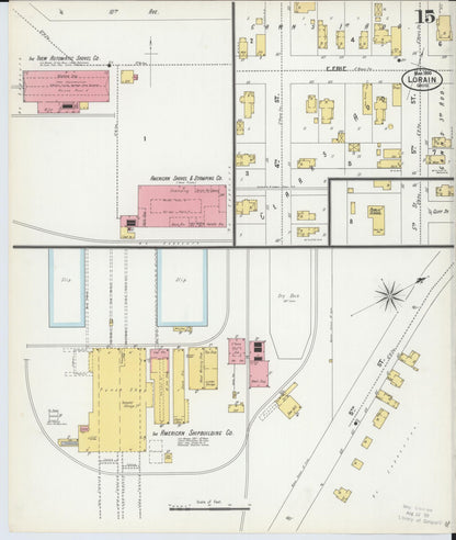 Sanborn Fire Insurance Map from Lorain, Lorain County, Ohio (1900), Sheet #0015 - Historic Sanborn Fire Insurance Map Print, vintage old map wall art, antique decor, genealogy gift, Ohio Ohio map