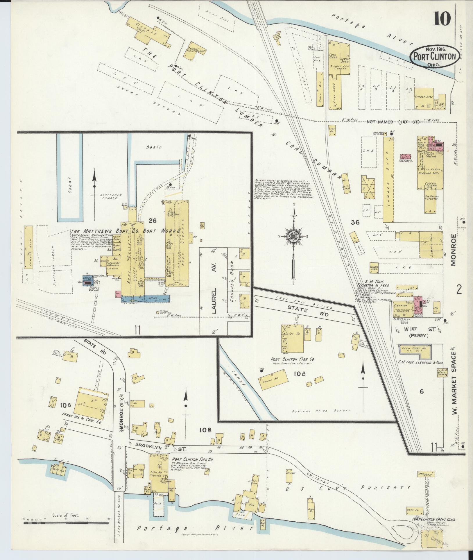 Sanborn Fire Insurance Map from Port Clinton, Ottawa County, Ohio (1916), Sheet #0010 - Complete Map Set gallery image, historic Sanborn map, vintage wall art, Ohio Ohio
