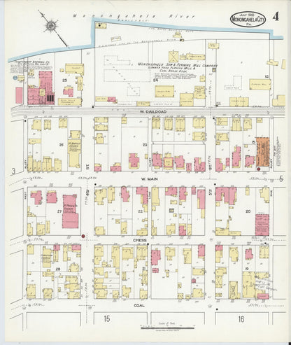 Sanborn Fire Insurance Map from Monongahela City, Washington County, Pennsylvania (1918), Sheet #0004 - Complete Map Set gallery image, historic Sanborn map, vintage wall art, Pennsylvania Pennsylvania