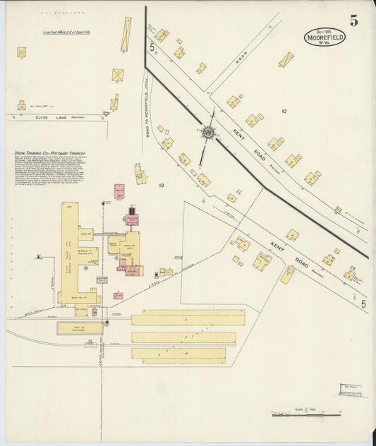 Sanborn Fire Insurance Map from Moorefield, Hardy County, West Virginia (1915), Sheet #0005 - Historic Sanborn Fire Insurance Map Print, vintage old map wall art, antique decor, genealogy gift, West Virginia West Virginia map
