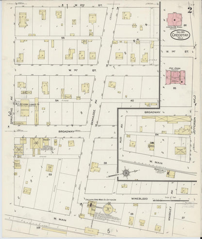 Sanborn Fire Insurance Map from Checotah, McIntosch County, Oklahoma (1914), Sheet #0002 - Complete Map Set gallery image, historic Sanborn map, vintage wall art, Oklahoma Oklahoma