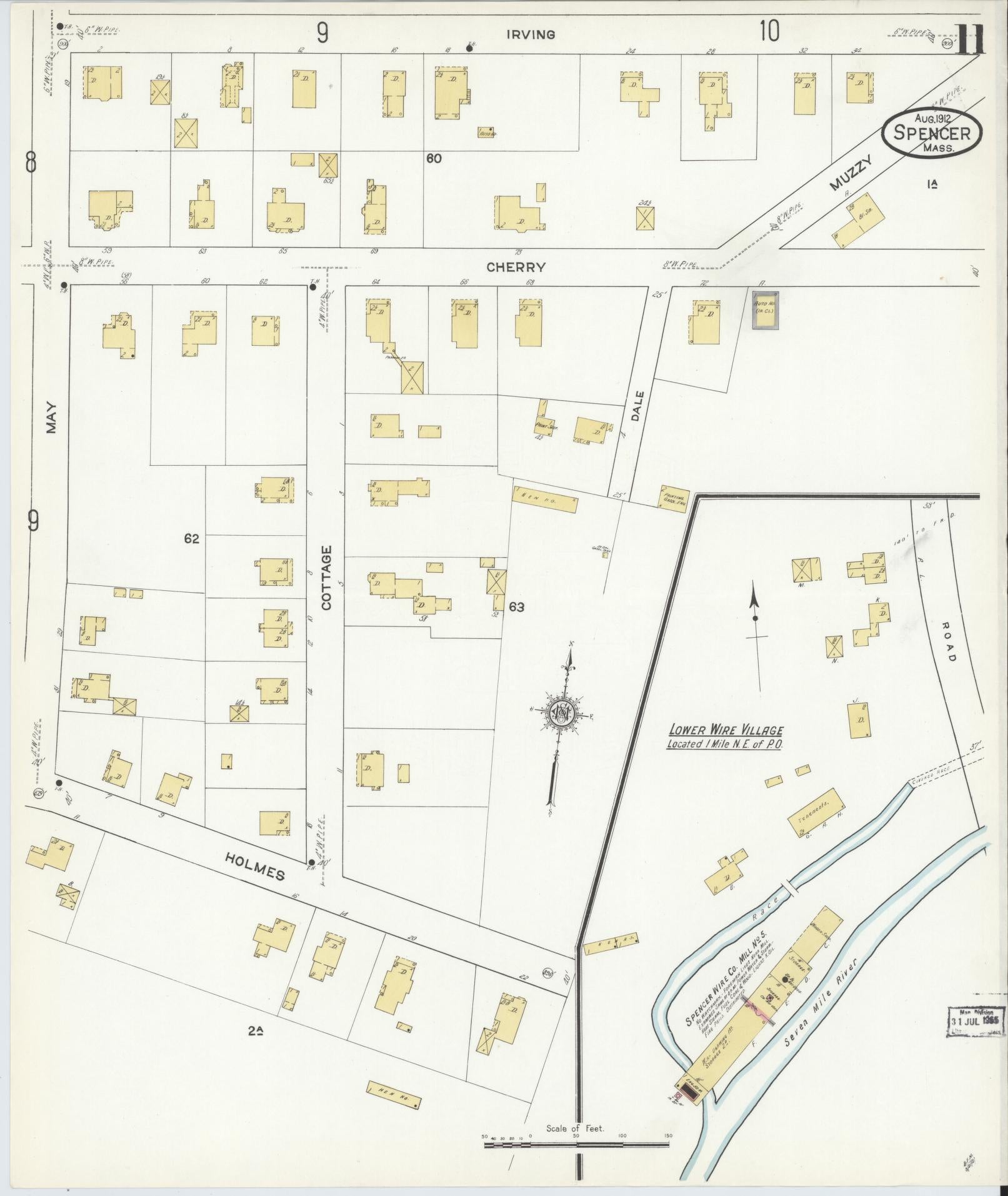 Sanborn Fire Insurance Map from Spencer, Worcester County, Massachusetts (1912), Sheet #0011 - Complete Map Set gallery image, historic Sanborn map, vintage wall art, Massachusetts Massachusetts
