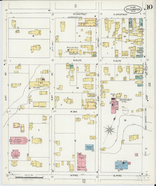 Sanborn Fire Insurance Map from Stillwater, Washington County, Minnesota (1898), Sheet #0010 - Historic Sanborn Fire Insurance Map Print, vintage old map wall art, antique decor, genealogy gift, Minnesota Minnesota map