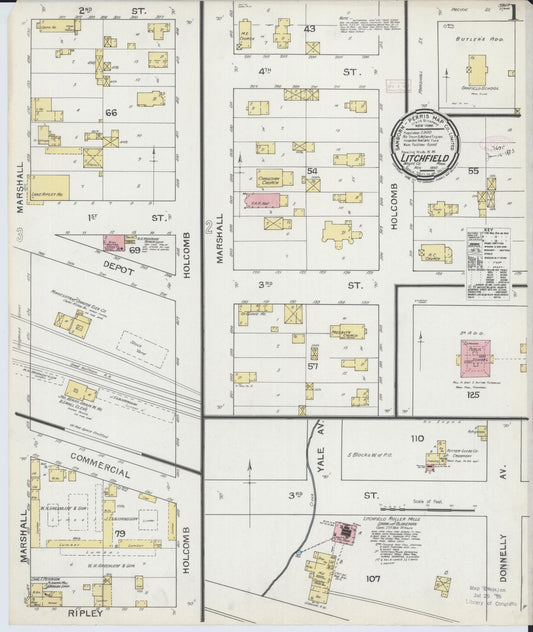 Sanborn Fire Insurance Map from Litchfield, Meeker County, Minnesota (1892), Sheet #0001 - Historic Sanborn Fire Insurance Map Print, vintage old map wall art, antique decor, genealogy gift, Minnesota Minnesota map