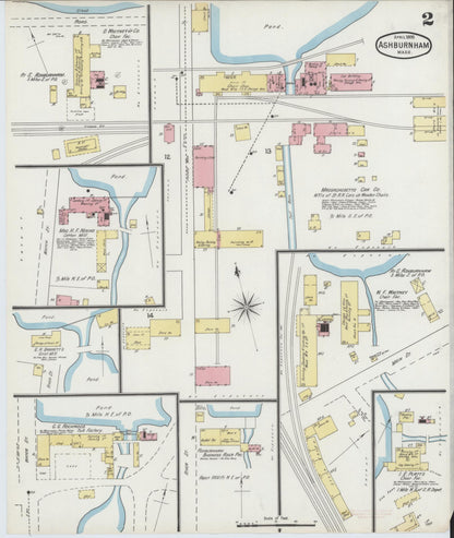 Sanborn Fire Insurance Map from Ashburnham, Worcester County, Massachusetts (1895), Sheet #0002 - Historic Sanborn Fire Insurance Map Print, vintage old map wall art, antique decor, genealogy gift, Massachusetts Massachusetts map