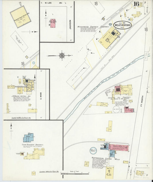Sanborn Fire Insurance Map from Weatherford, Parker County, Texas (1910), Sheet #0016 - Historic Sanborn Fire Insurance Map Print, vintage old map wall art, antique decor, genealogy gift, Texas Texas map