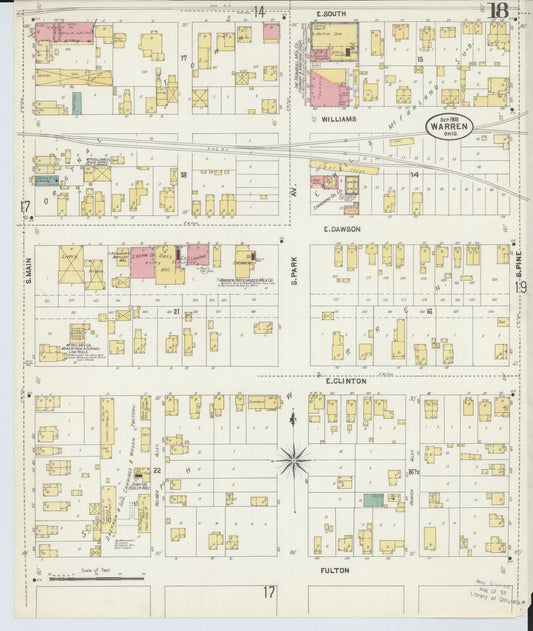 Sanborn Fire Insurance Map from Warren, Trumbull County, Ohio (1902), Sheet #0018 - Historic Sanborn Fire Insurance Map Print, vintage old map wall art, antique decor, genealogy gift, Ohio Ohio map