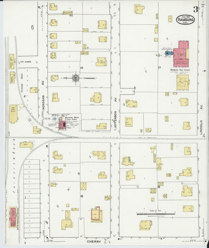 Sanborn Fire Insurance Map from Hamburg, Ashley County, Arkansas (1921), Sheet #0003 - Complete Map Set gallery image, historic Sanborn map, vintage wall art, Arkansas Arkansas