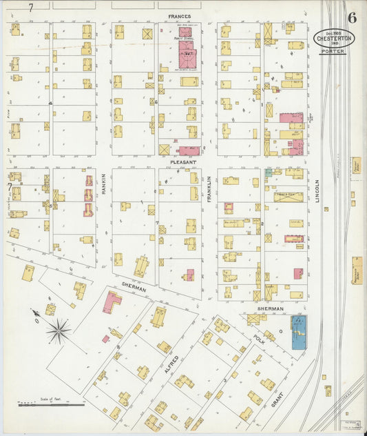 Sanborn Fire Insurance Map from Chesterton, Porter County, Indiana (1905), Sheet #0006 - Historic Sanborn Fire Insurance Map Print, vintage old map wall art, antique decor, genealogy gift, Indiana Indiana map