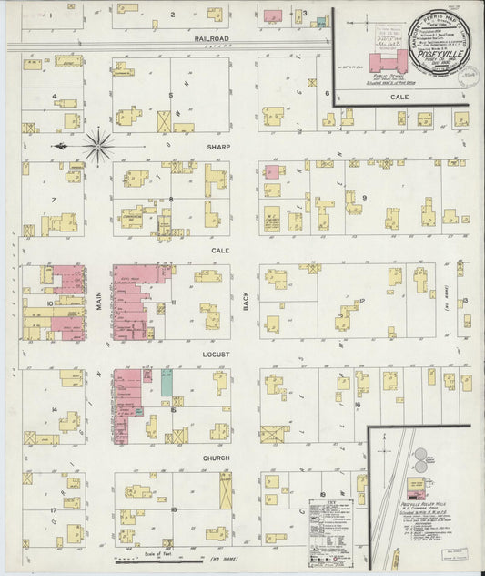 Sanborn Fire Insurance Map from Poseyville, Posey County, Indiana (1900), Sheet #0001 - Historic Sanborn Fire Insurance Map Print, vintage old map wall art, antique decor, genealogy gift, Indiana Indiana map