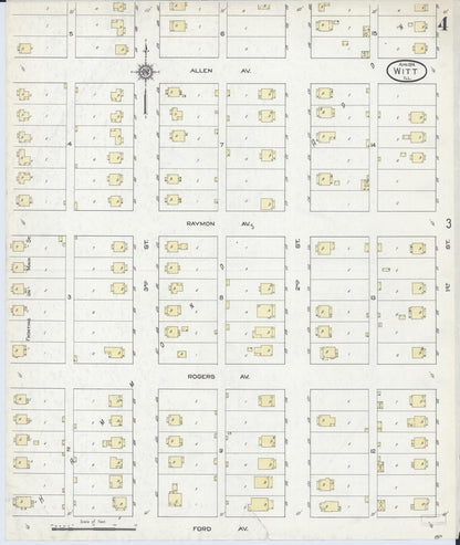 Sanborn Fire Insurance Map from Witt, Montgomery County, Illinois (1914), Sheet #0004 - Historic Sanborn Fire Insurance Map Print, vintage old map wall art, antique decor, genealogy gift, Illinois Illinois map