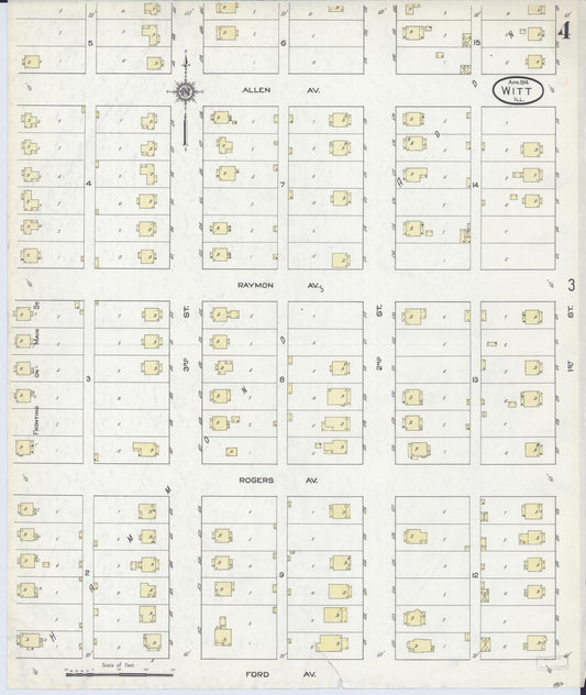 Sanborn Fire Insurance Map from Witt, Montgomery County, Illinois (1914), Sheet #0004 - Historic Sanborn Fire Insurance Map Print, vintage old map wall art, antique decor, genealogy gift, Illinois Illinois map