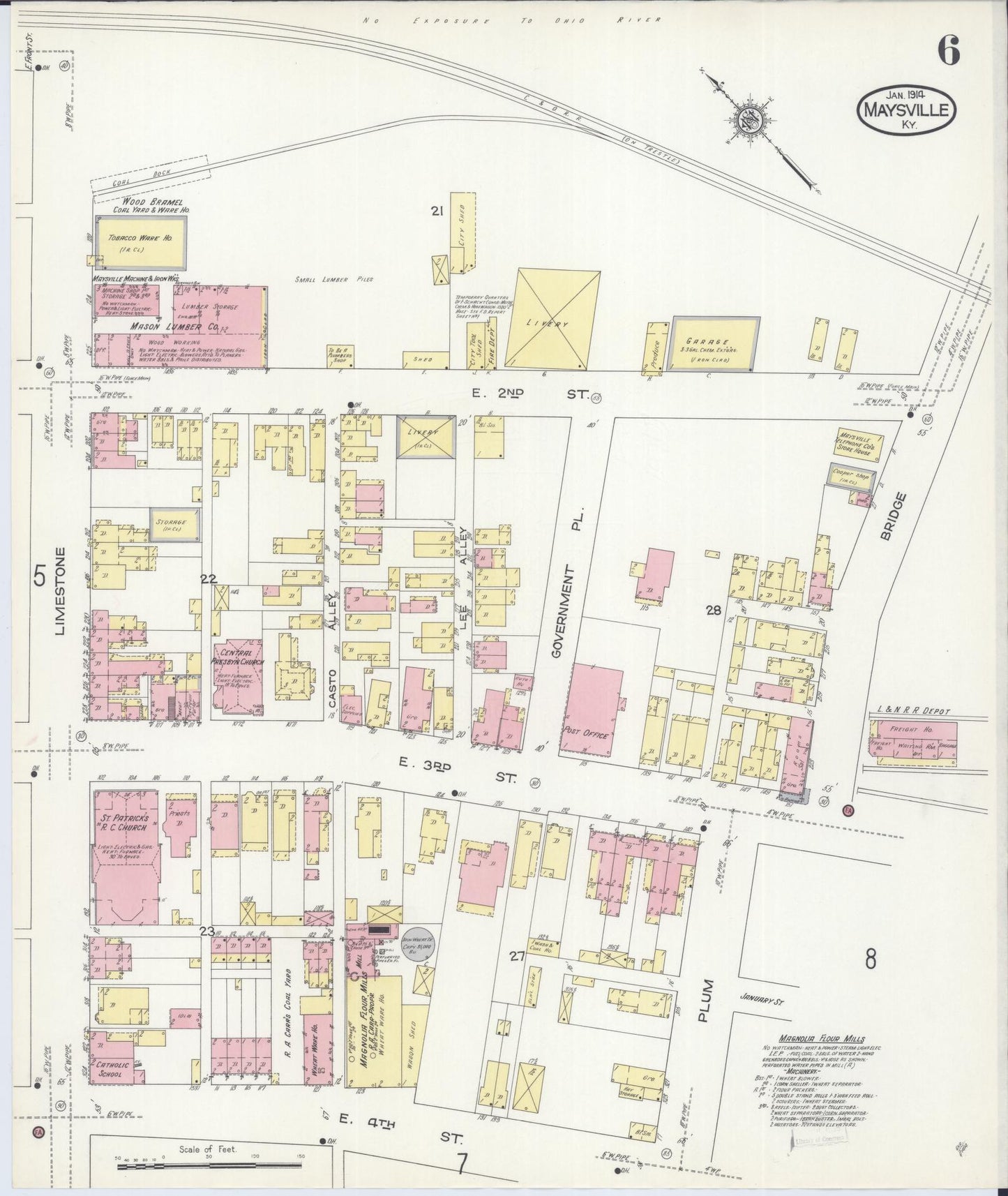 Sanborn Fire Insurance Map from Maysville, Mason County, Kentucky (1914), Sheet #0006 - Historic Sanborn Fire Insurance Map Print, vintage old map wall art, antique decor, genealogy gift, Kentucky Kentucky map