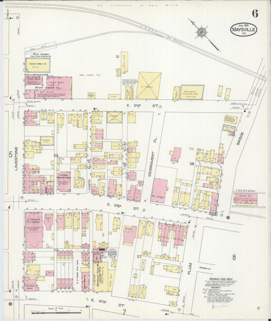 Sanborn Fire Insurance Map from Maysville, Mason County, Kentucky (1914), Sheet #0006 - Historic Sanborn Fire Insurance Map Print, vintage old map wall art, antique decor, genealogy gift, Kentucky Kentucky map