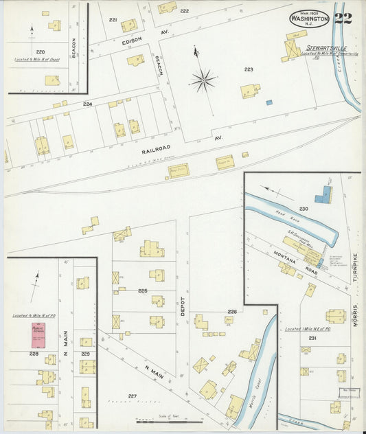 Sanborn Fire Insurance Map from Washington, Warren County, New Jersey (1909), Sheet #0022 - Historic Sanborn Fire Insurance Map Print, vintage old map wall art, antique decor, genealogy gift, Washington Washington map