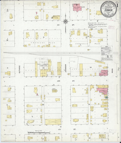 Sanborn Fire Insurance Map from Rankin, Vermilion County, Illinois (1910), Sheet #0001 - Complete Map Set gallery image, historic Sanborn map, vintage wall art, Illinois Illinois