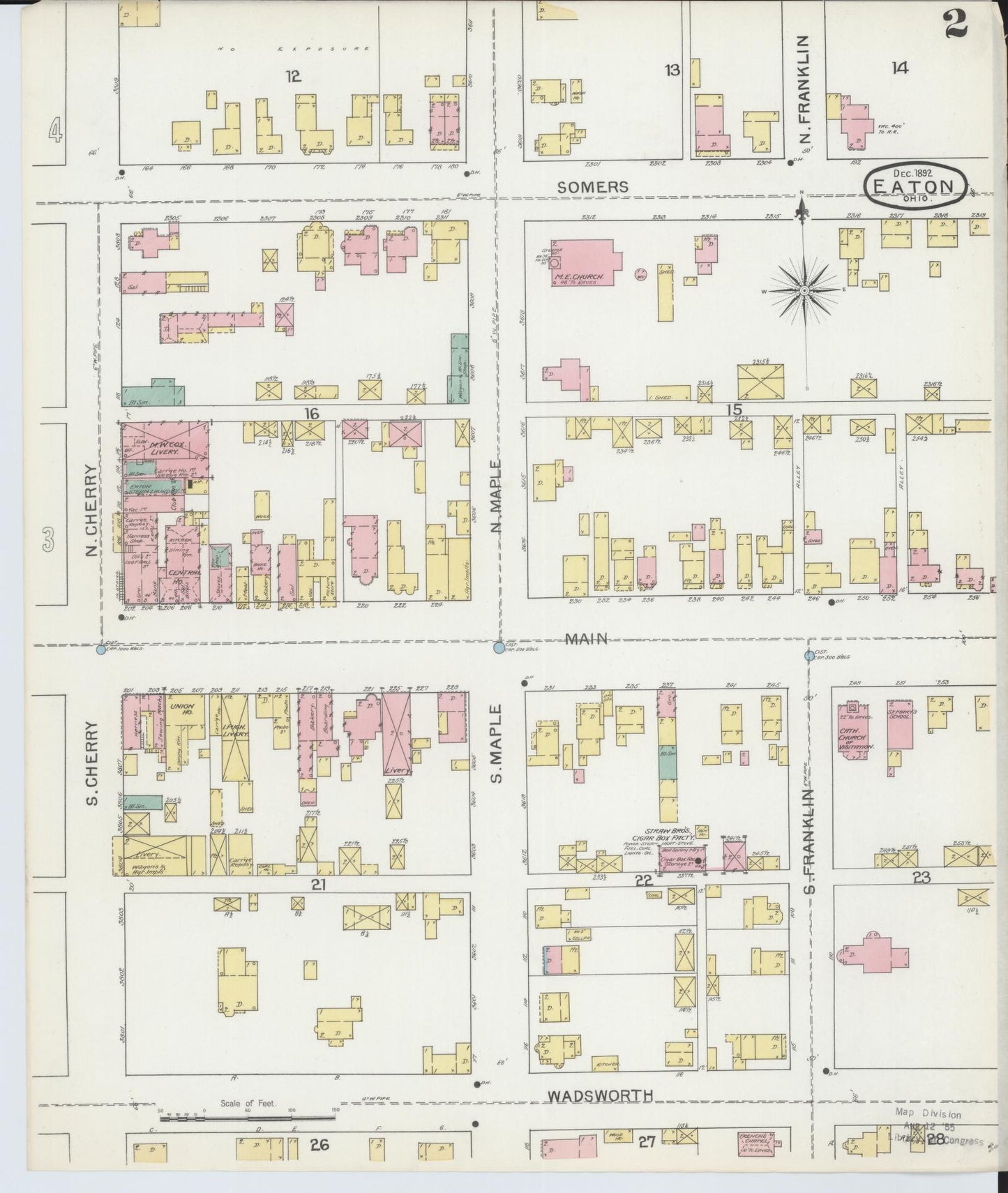 Sanborn Fire Insurance Map from Eaton, Preble County, Ohio (1892), Sheet #0002 - Complete Map Set gallery image, historic Sanborn map, vintage wall art, Ohio Ohio