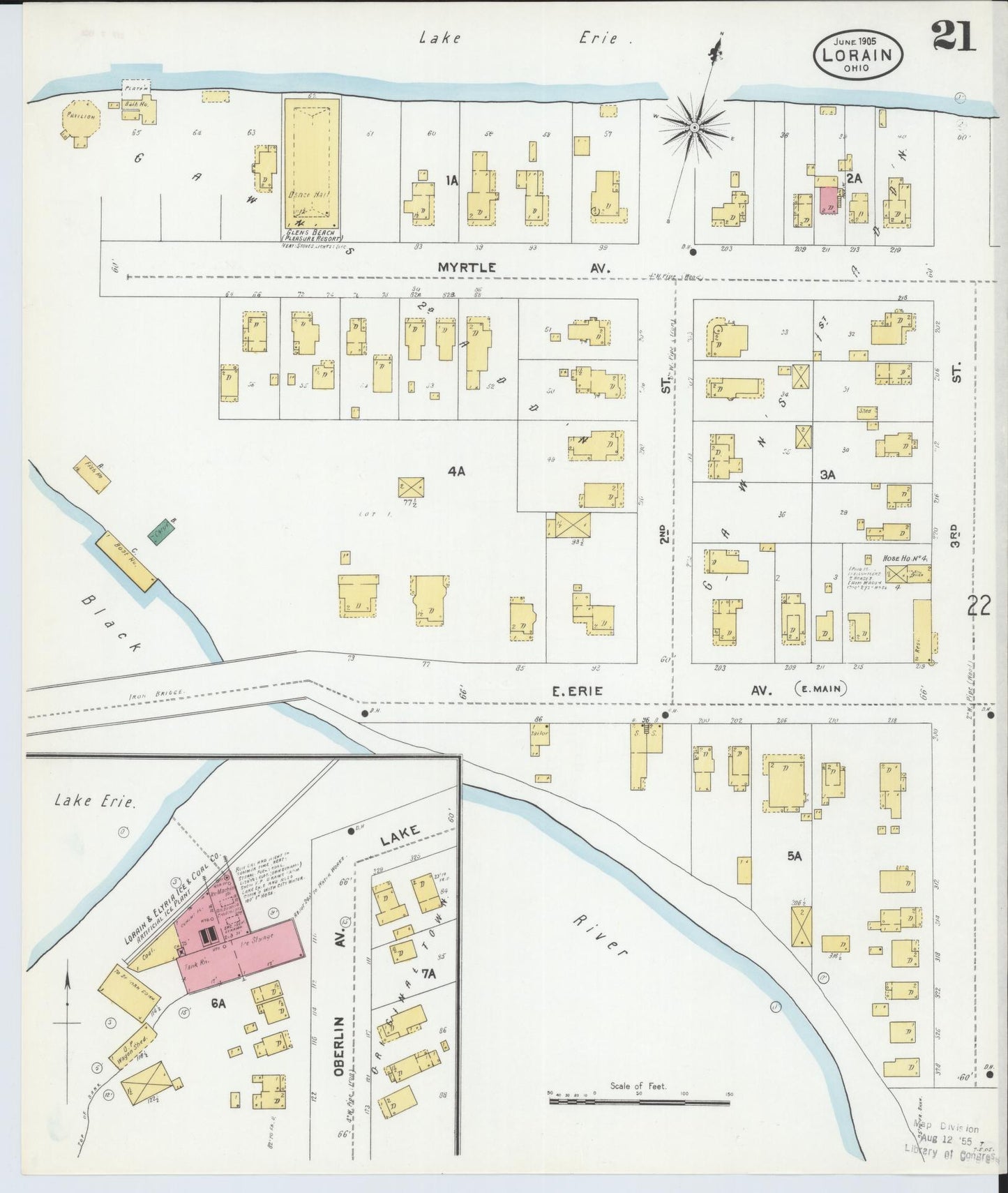 Sanborn Fire Insurance Map from Lorain, Lorain County, Ohio (1905), Sheet #0021 - Historic Sanborn Fire Insurance Map Print, vintage old map wall art, antique decor, genealogy gift, Ohio Ohio map