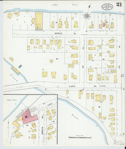 Sanborn Fire Insurance Map from Lorain, Lorain County, Ohio (1905), Sheet #0021 - Historic Sanborn Fire Insurance Map Print, vintage old map wall art, antique decor, genealogy gift, Ohio Ohio map