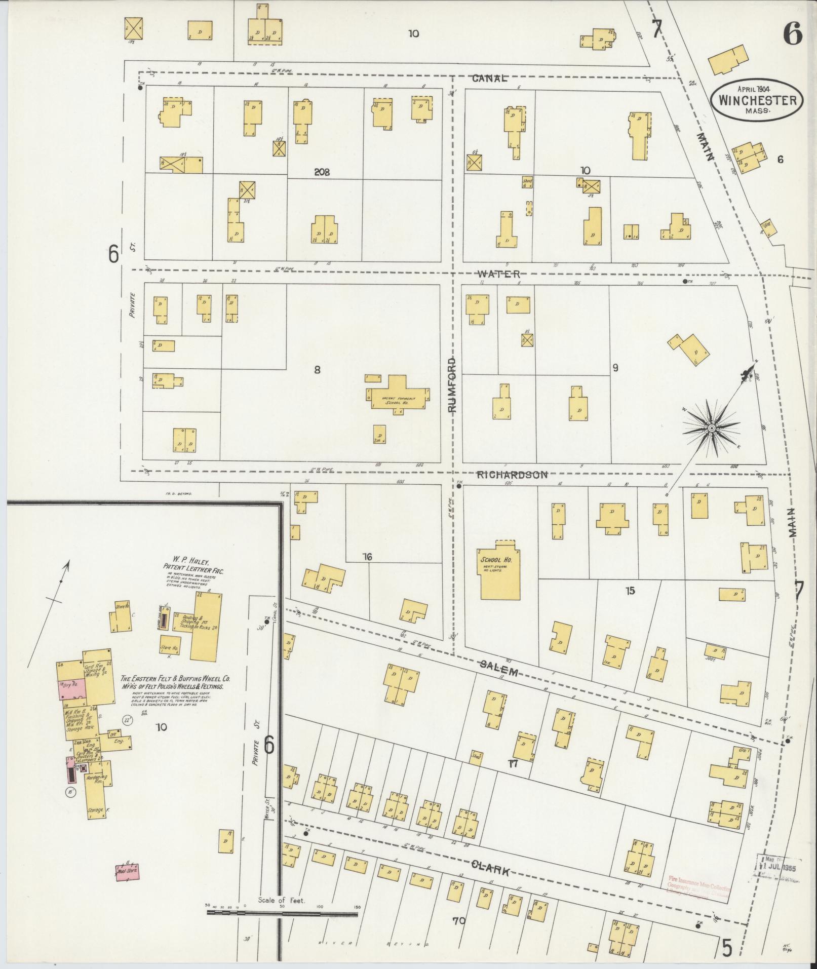 Sanborn Fire Insurance Map from Winchester, Middlesex County, Massachusetts (1904), Sheet #0006 - Complete Map Set gallery image, historic Sanborn map, vintage wall art, Massachusetts Massachusetts